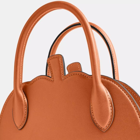 NWT Coach Fall Pumpkin Bag Orange Runway Leather Purse Zippered Case NYFW Handle - Picture 4 of 14